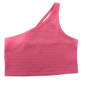 American Eagle One Shoulder Textured Crop Top Pink XL